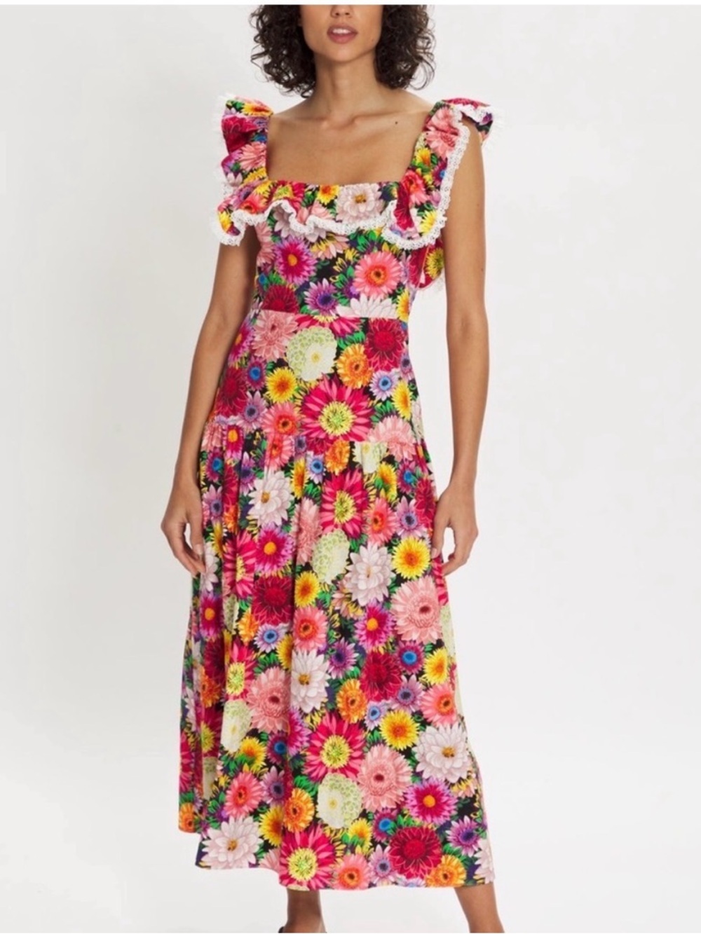 BORGO DE NOR Jessie Over the Rainbow Floral Midi Dress Sz 8 AU/4 US - Picture 4 of 11